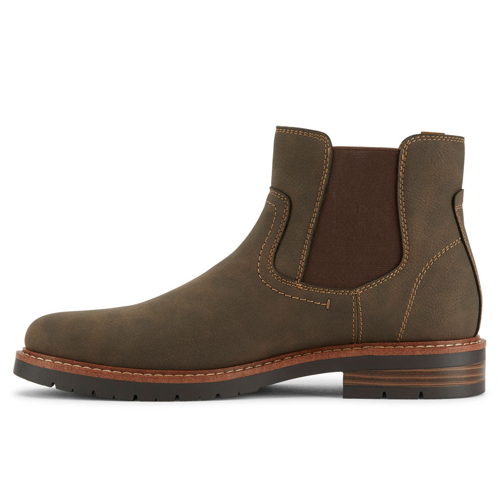 Dark Brown-Dockers Mens Ransom Rugged Lace-up Synthetic Leather Lugged Sole Chelsea Boot