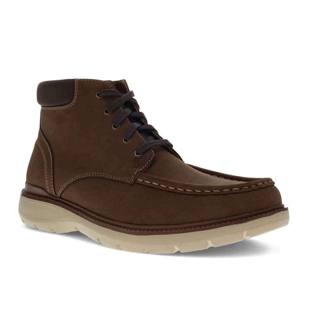 Dark Tan-Dockers Mens Rowan Synthetic Leather Rugged Casual Lugged Sole Moc Toe Boot