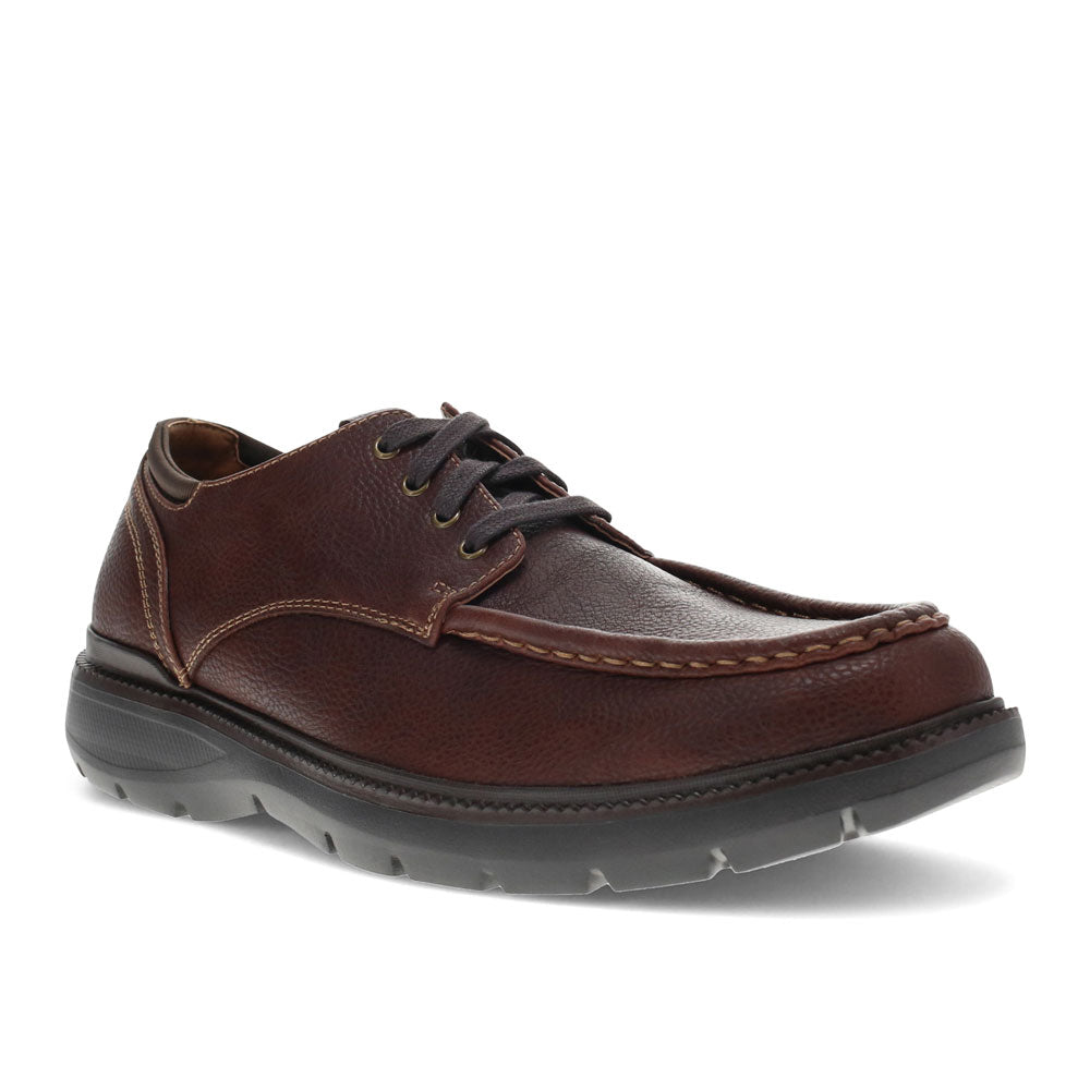 Brown-Dockers Mens Rooney Synthetic Rugged Casual Lugged Sole Moc Toe Oxford Shoe