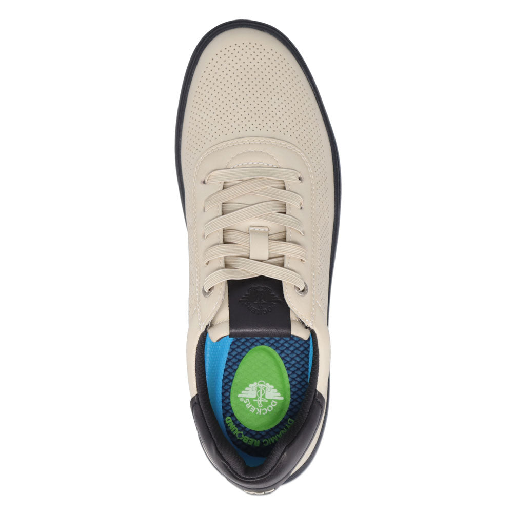 Off White-Dockers Mens Vortex Laser Perforated Polished Sneaker