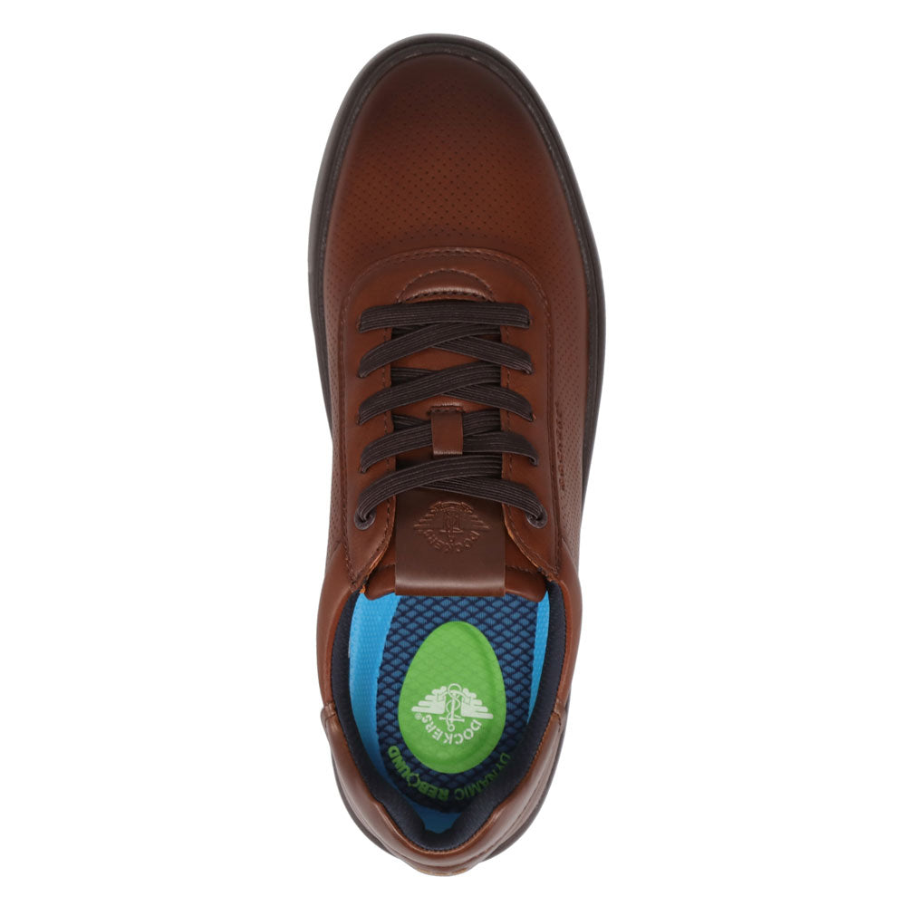Cognac-Dockers Mens Vortex Laser Perforated Polished Sneaker