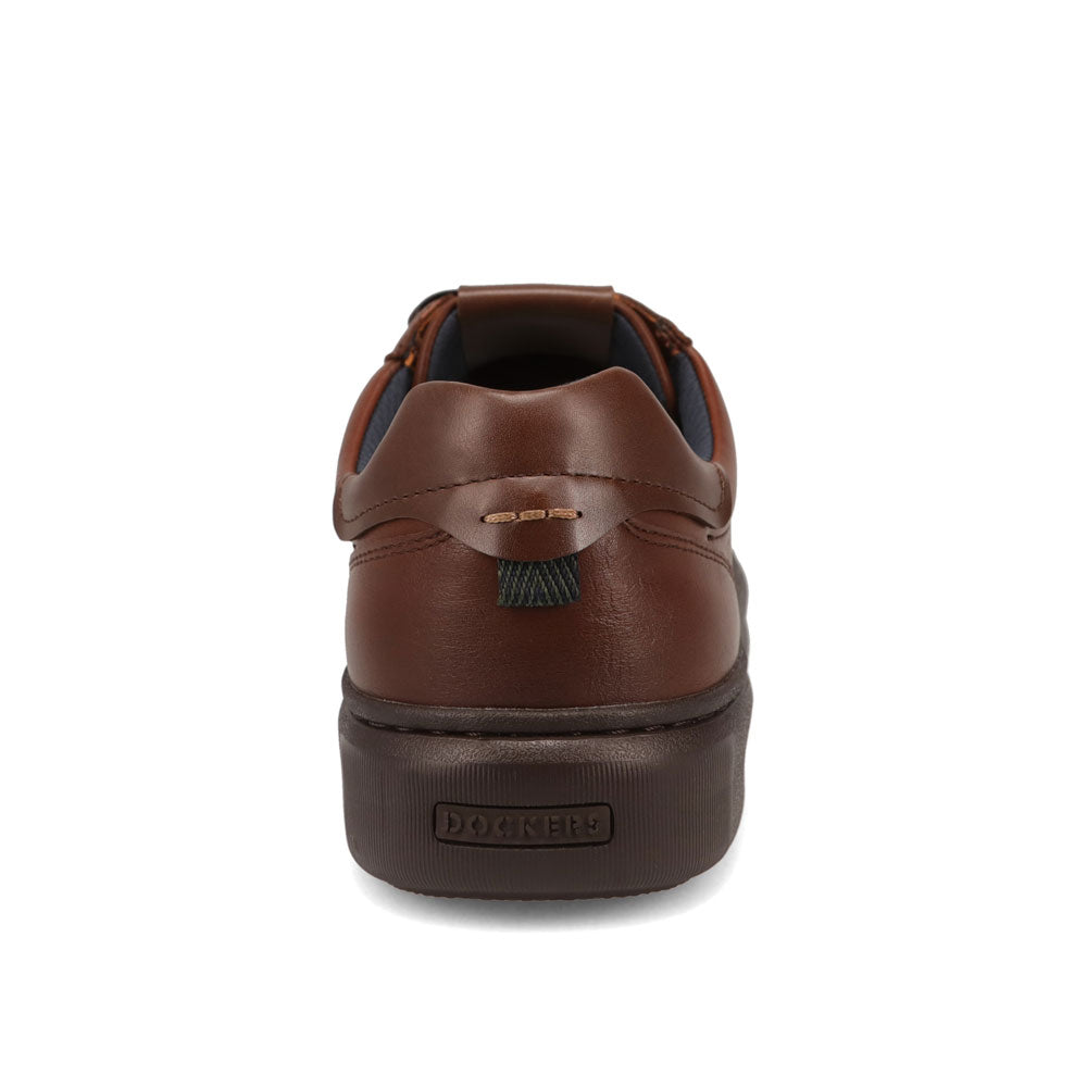 Cognac-Dockers Mens Vortex Laser Perforated Polished Sneaker