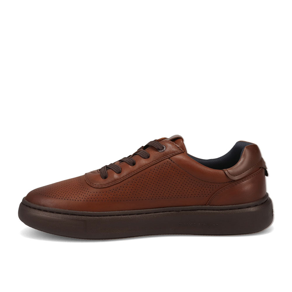 Cognac-Dockers Mens Vortex Laser Perforated Polished Sneaker