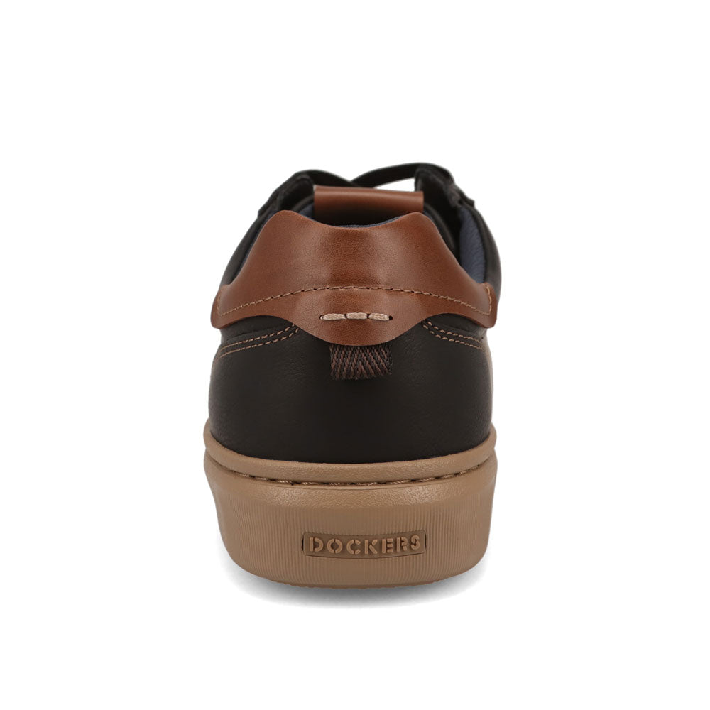Black-Dockers Mens Vortex Laser Perforated Polished Sneaker