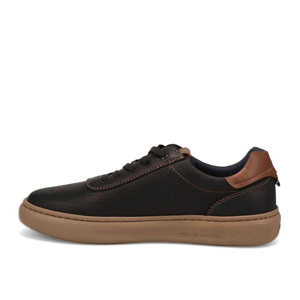 Black-Dockers Mens Vortex Laser Perforated Polished Sneaker