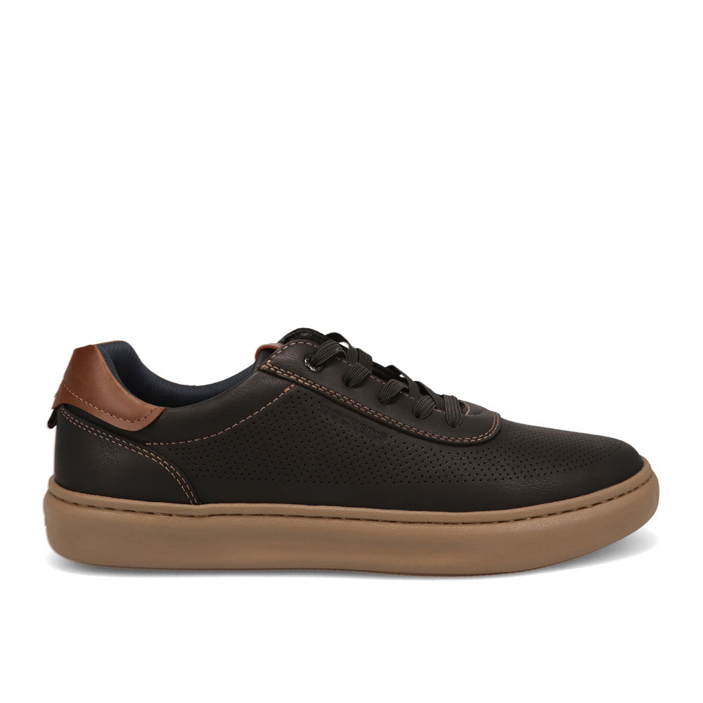 Black-Dockers Mens Vortex Laser Perforated Polished Sneaker