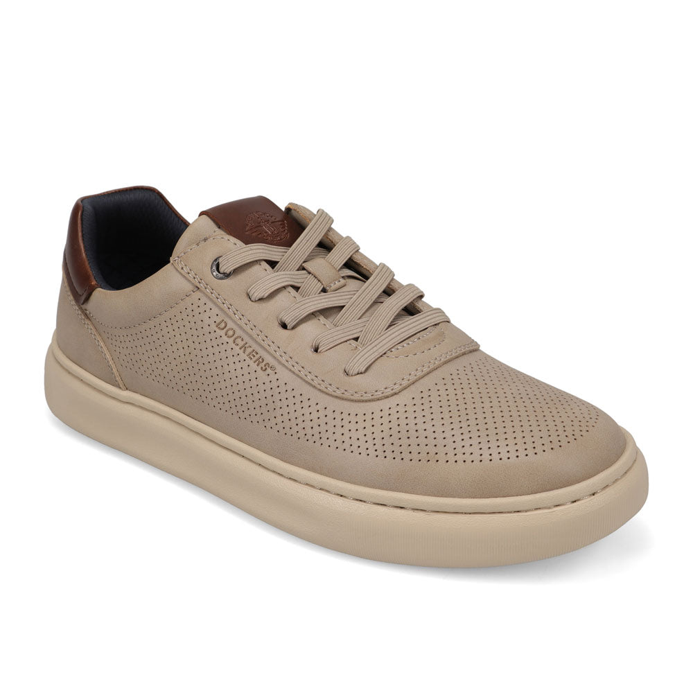 Dark Grey-Dockers Mens Vortex Laser Perforated Polished Sneaker