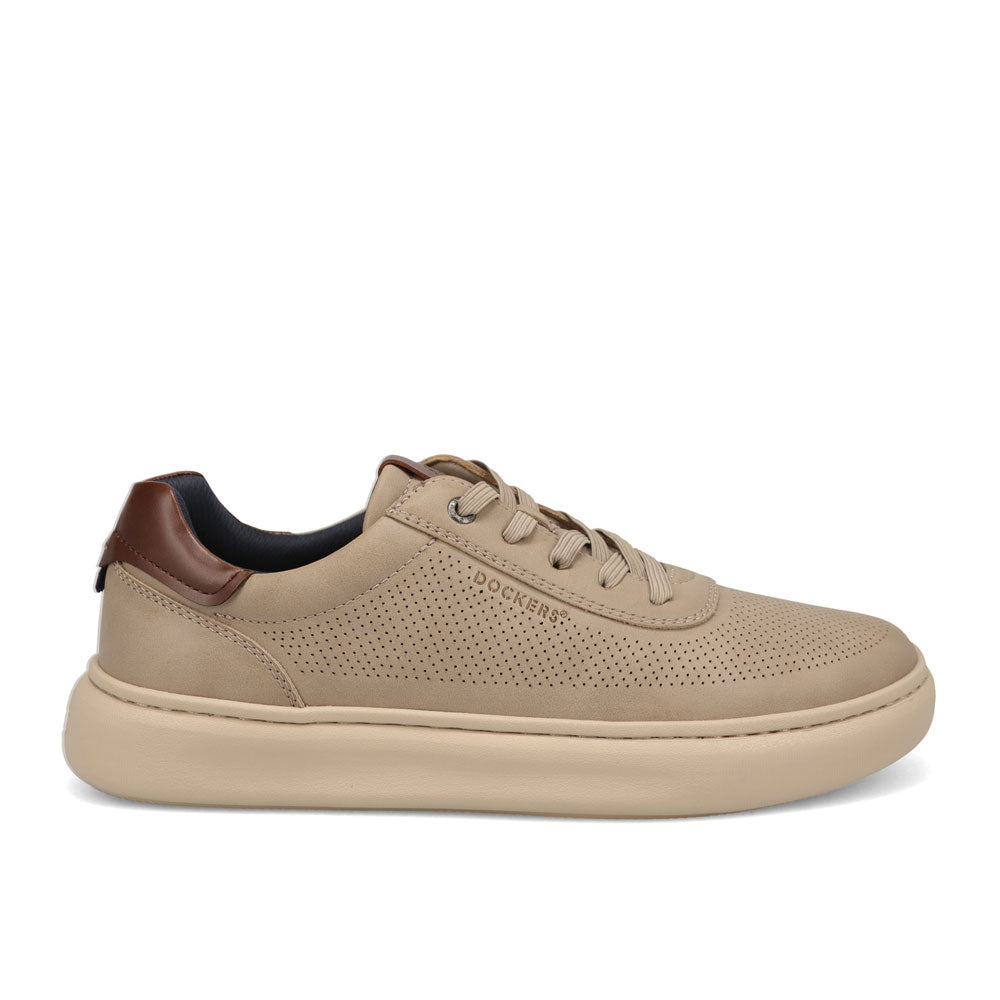 Dark Grey-Dockers Mens Vortex Laser Perforated Polished Sneaker
