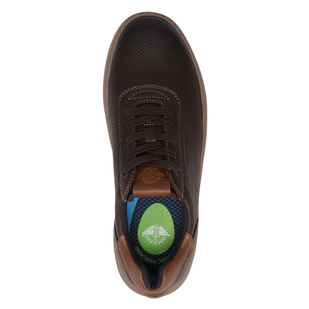 Chestnut-Dockers Mens Vortex Laser Perforated Polished Sneaker