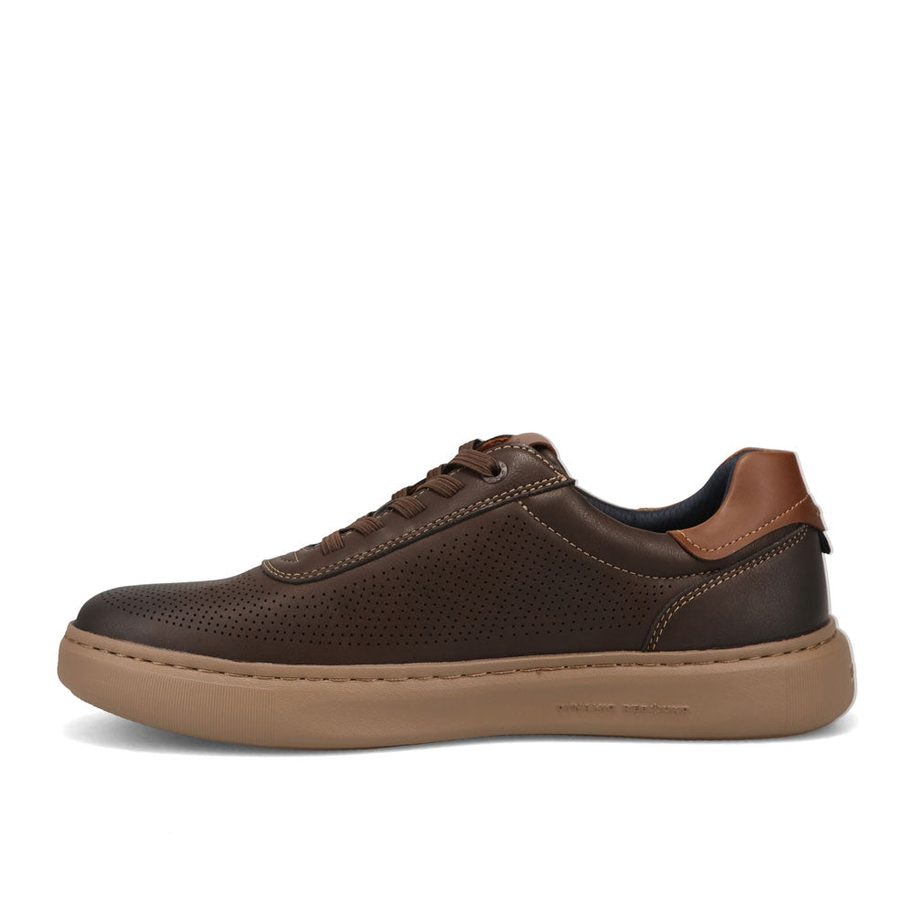 Chestnut-Dockers Mens Vortex Laser Perforated Polished Sneaker