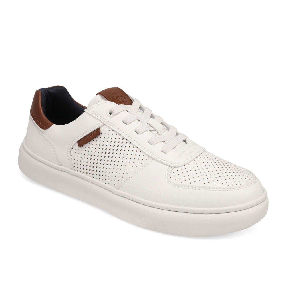 White-Dockers Mens Voyage Laser Perforated Tumbled Sneaker
