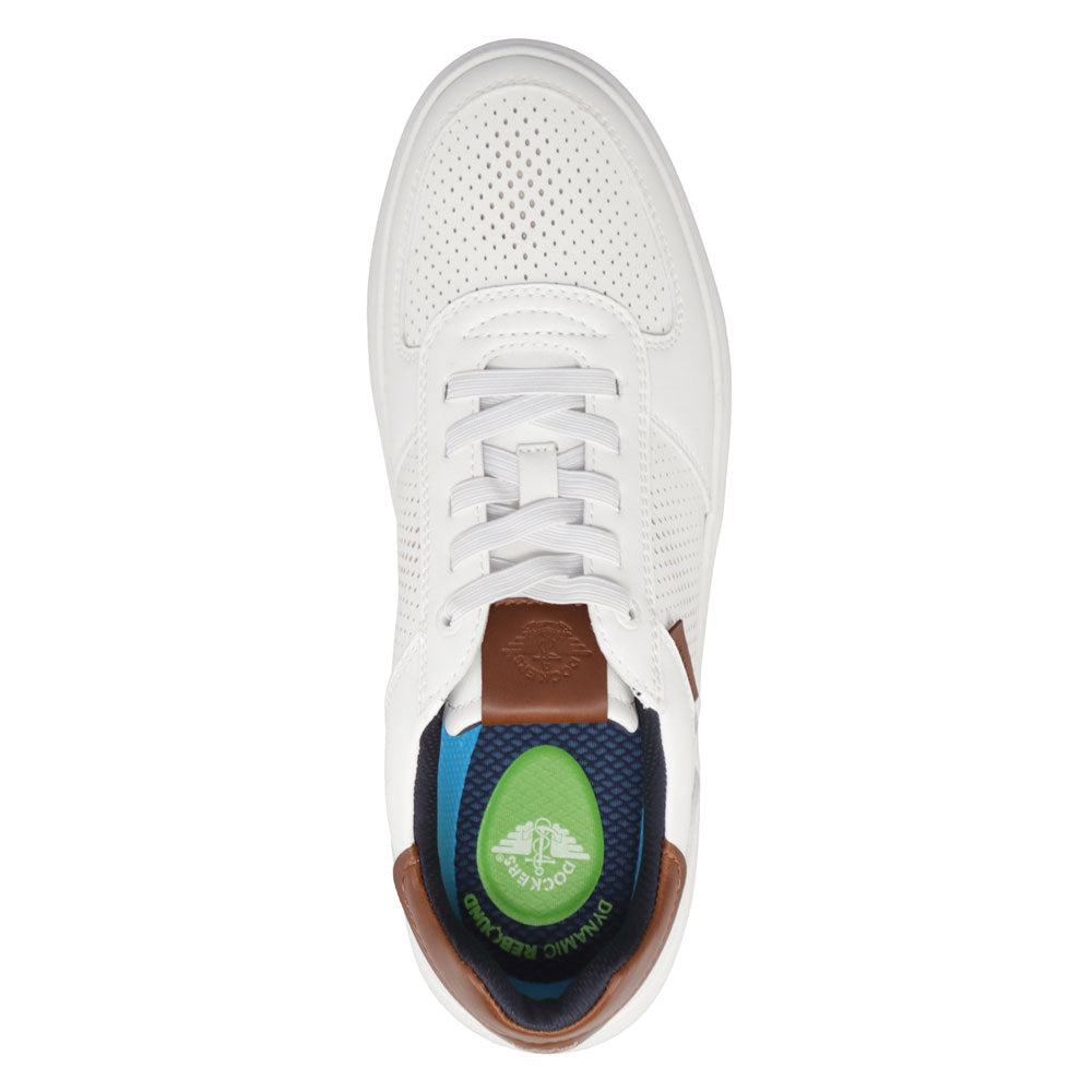 White-Dockers Mens Voyage Laser Perforated Tumbled Sneaker
