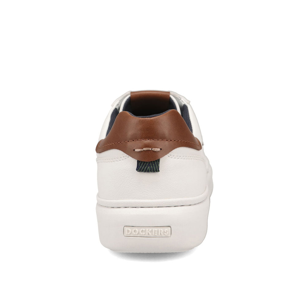 White-Dockers Mens Voyage Laser Perforated Tumbled Sneaker