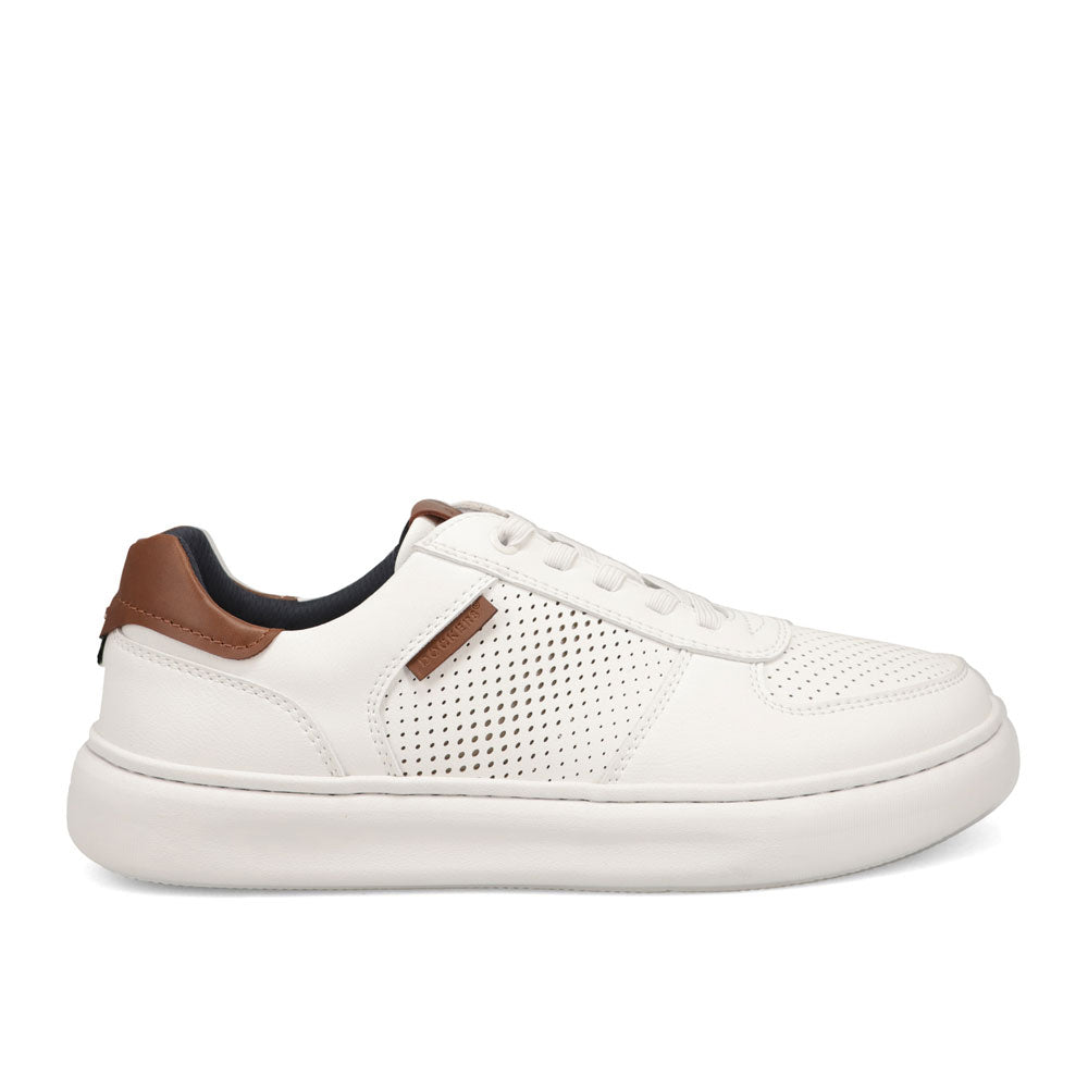 White-Dockers Mens Voyage Laser Perforated Tumbled Sneaker