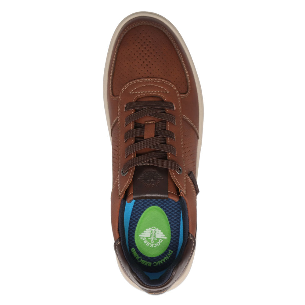 Dark Tan-Dockers Mens Voyage Laser Perforated Crazyhorse Sneaker