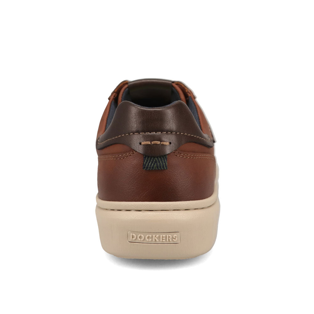 Dark Tan-Dockers Mens Voyage Laser Perforated Crazyhorse Sneaker