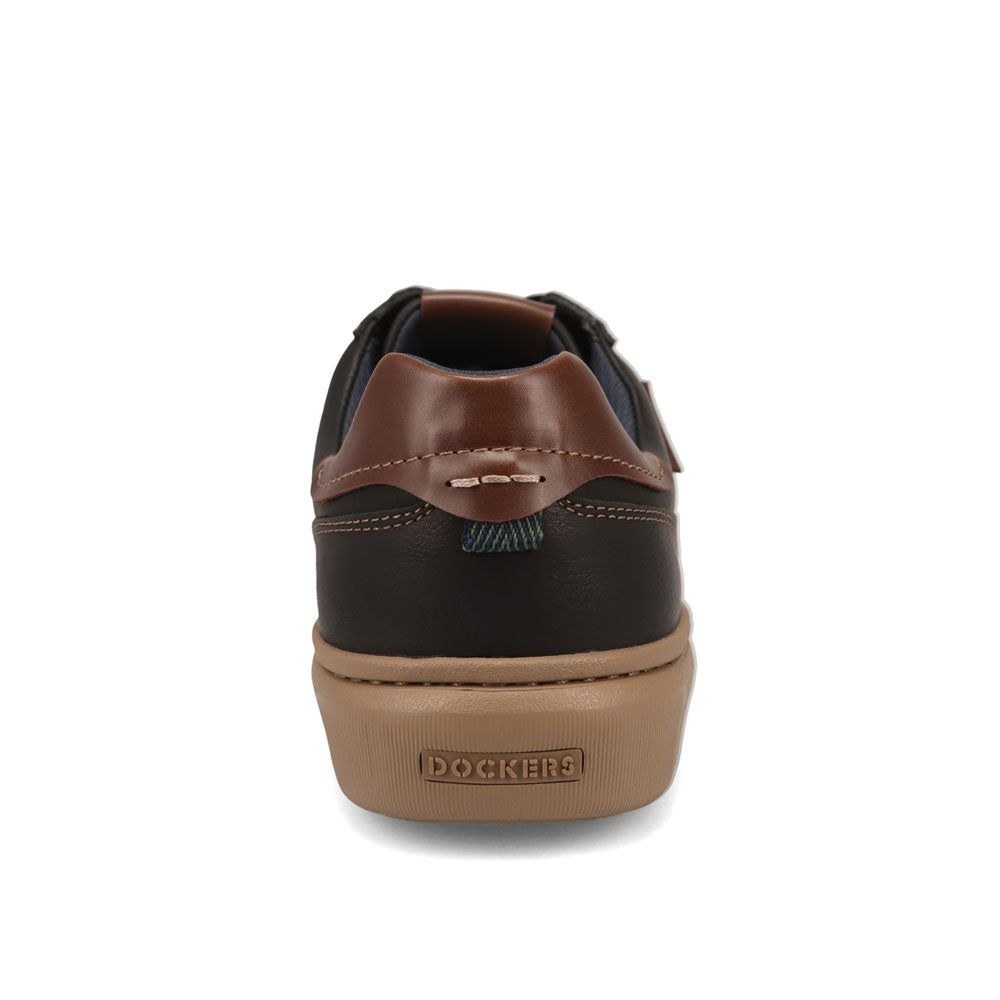 Black-Dockers Mens Voyage Laser Perforated Polished Sneaker