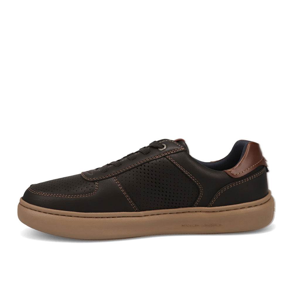 Black-Dockers Mens Voyage Laser Perforated Polished Sneaker