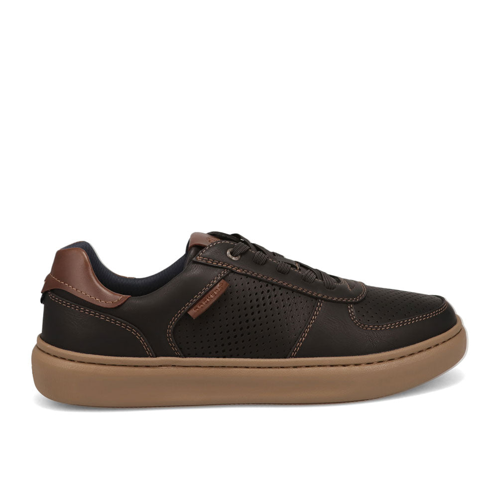 Black-Dockers Mens Voyage Laser Perforated Polished Sneaker