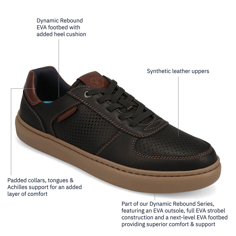 Black-Dockers Mens Voyage Laser Perforated Polished Sneaker