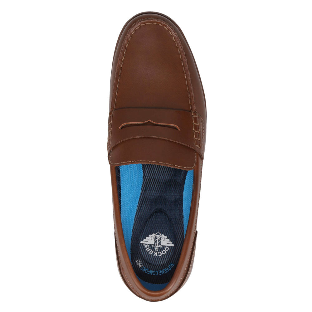 Dark Tan-Dockers Mens Pembroke Pull Up Dress Penny Loafer