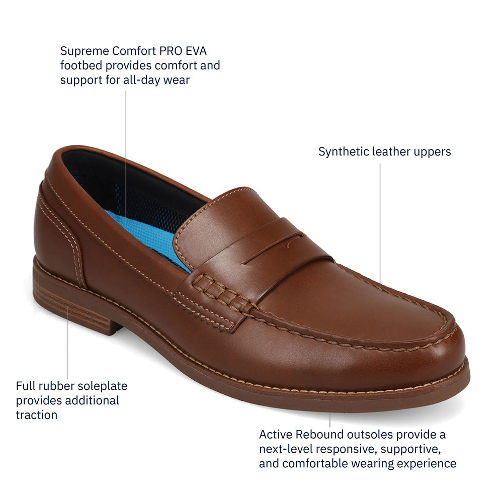 Dark Tan-Dockers Mens Pembroke Pull Up Dress Penny Loafer