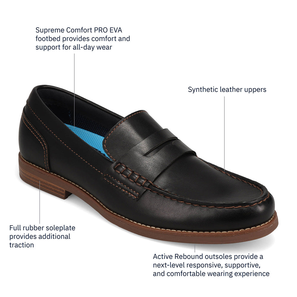 Black/Tan-Dockers Mens Pembroke Full Grain Dress Penny Loafer