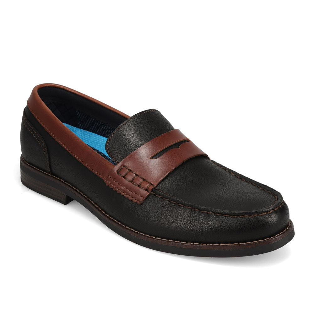 Black/Brown-Dockers Mens Pembroke Tumbled Full Grain Dress Penny Loafer