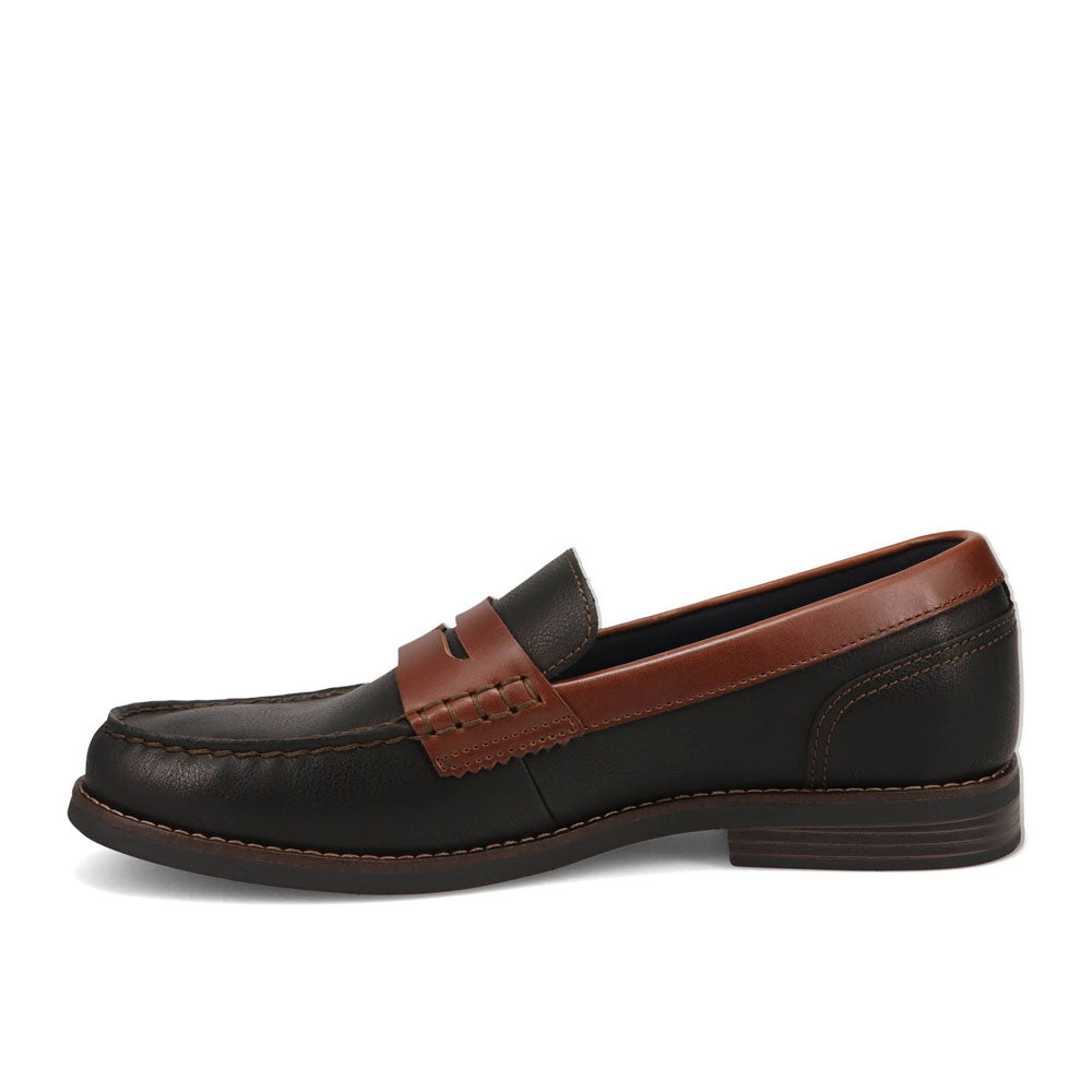 Black/Brown-Dockers Mens Pembroke Tumbled Full Grain Dress Penny Loafer