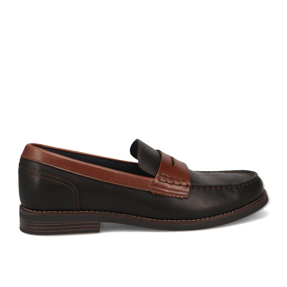 Black/Brown-Dockers Mens Pembroke Tumbled Full Grain Dress Penny Loafer