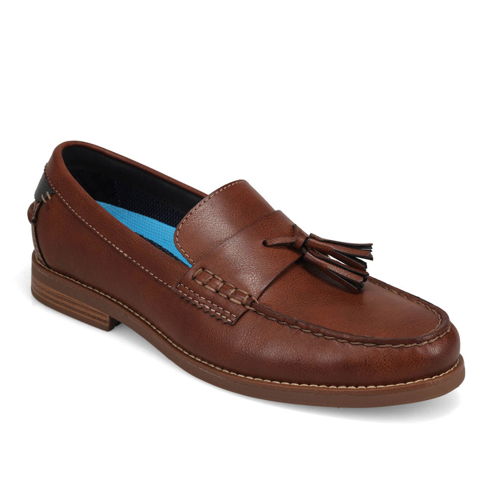Cognac-Dockers Mens Pullman Full Grain Dress Tassel Penny Loafer