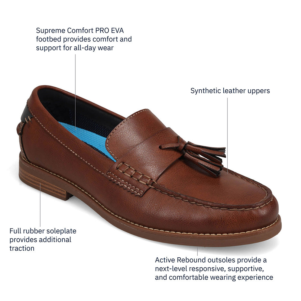 Cognac-Dockers Mens Pullman Full Grain Dress Tassel Penny Loafer