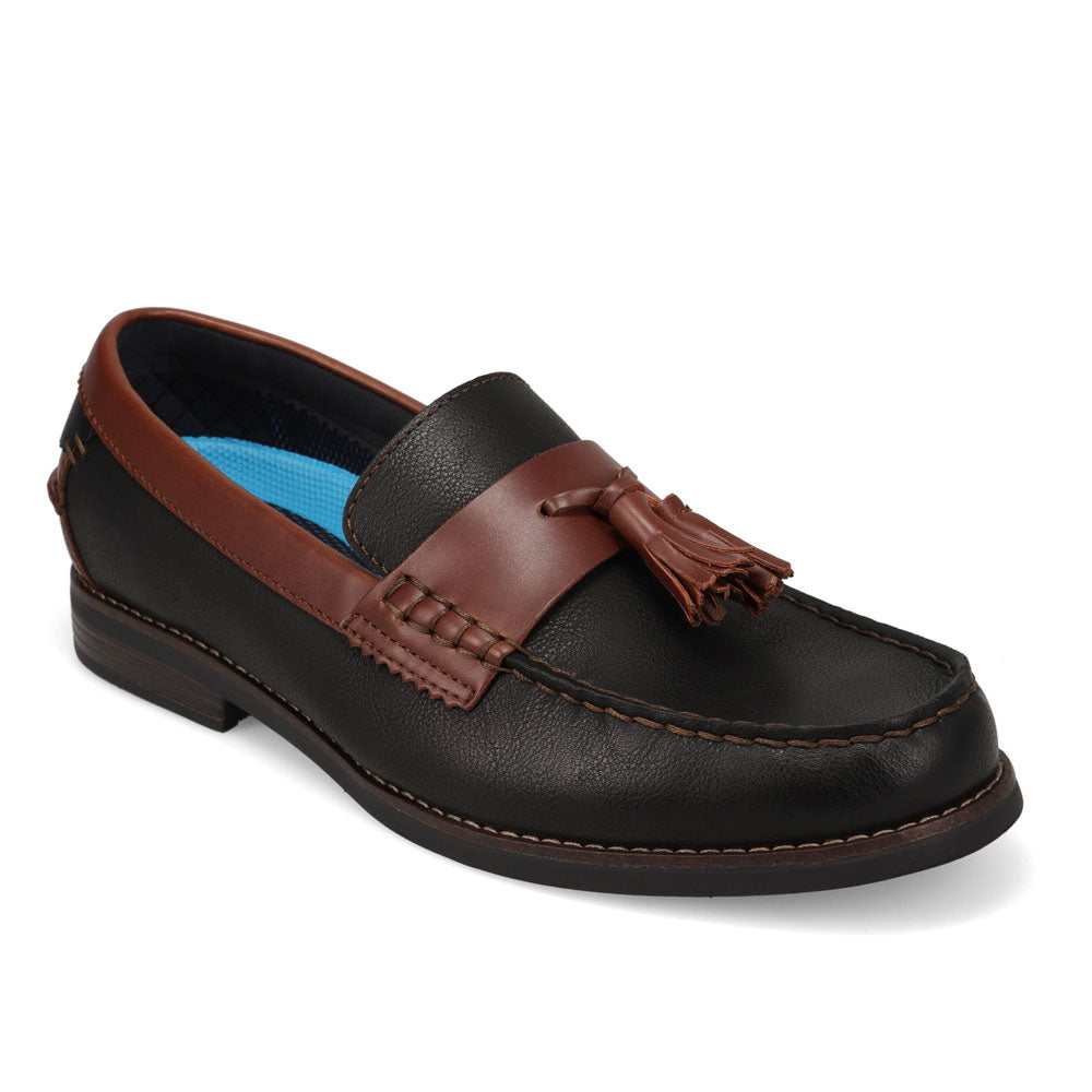 Black/Brown-Dockers Mens Pullman Full Grain Dress Tassel Penny Loafer