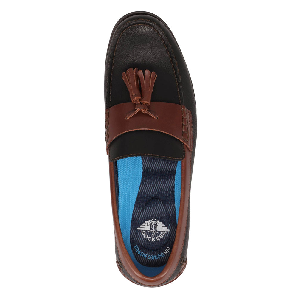 Black/Brown-Dockers Mens Pullman Full Grain Dress Tassel Penny Loafer