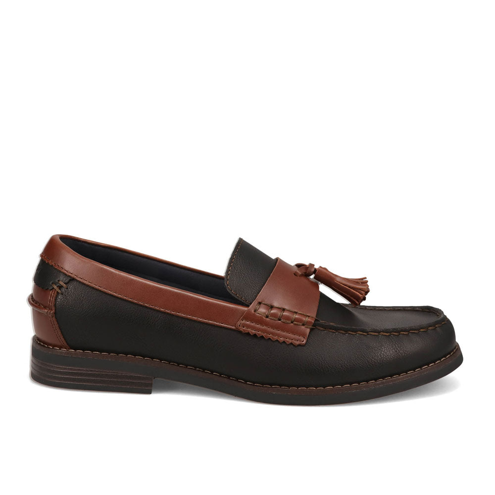 Black/Brown-Dockers Mens Pullman Full Grain Dress Tassel Penny Loafer