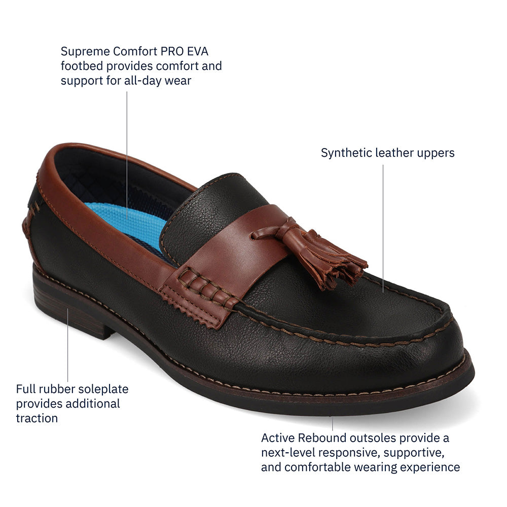 Black/Brown-Dockers Mens Pullman Full Grain Dress Tassel Penny Loafer