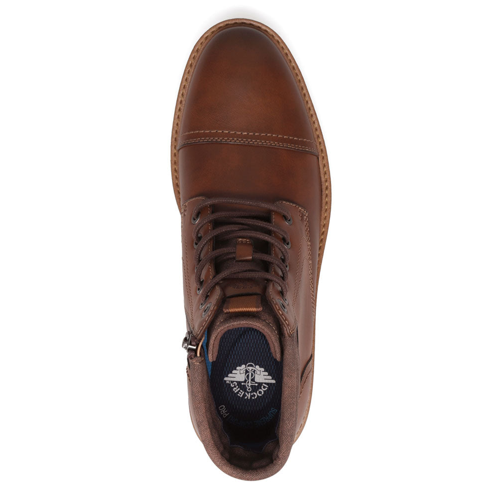 Cognac-Dockers Mens Bannister Burnished Lace Up Chukka Cap Toe Boot