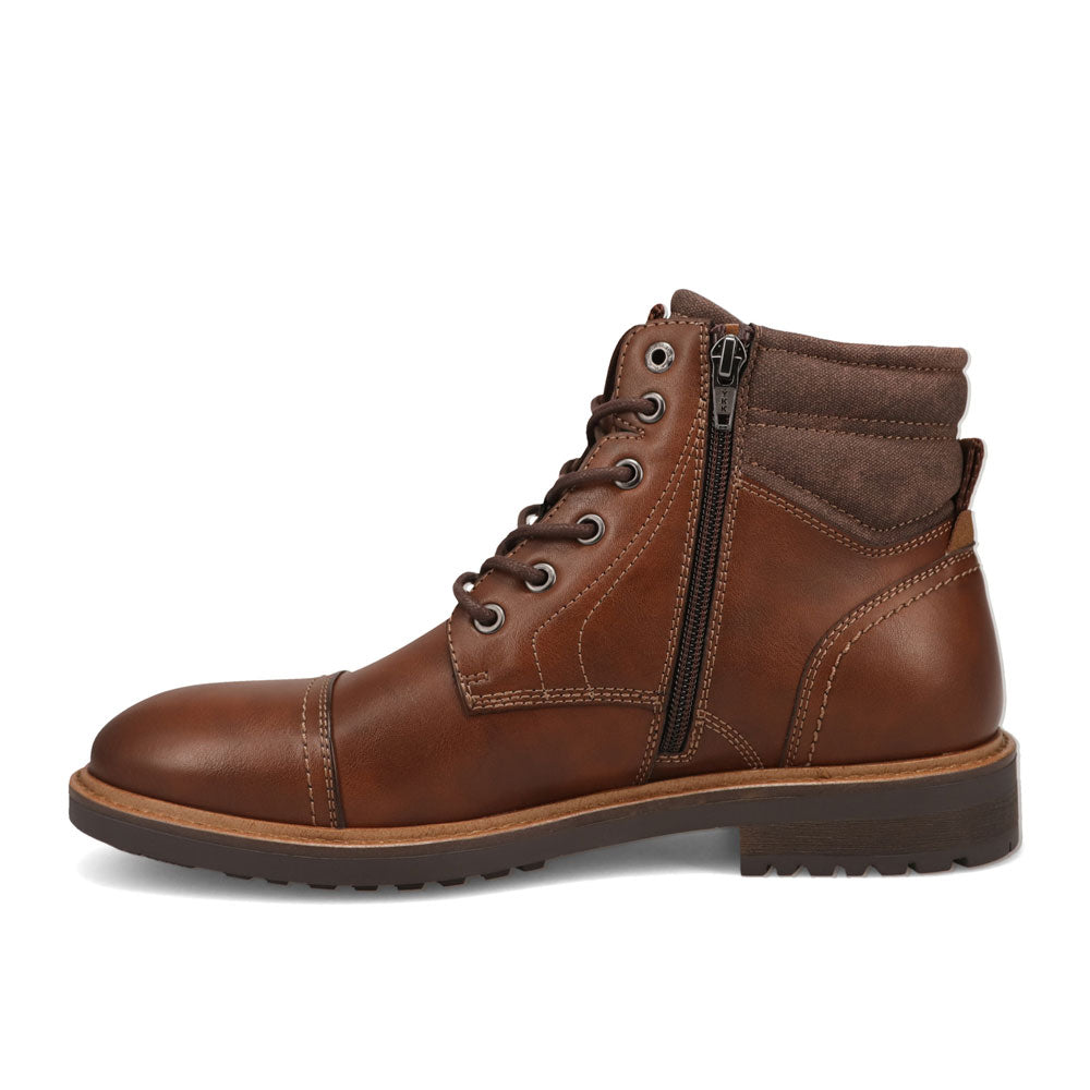 Cognac-Dockers Mens Bannister Burnished Lace Up Chukka Cap Toe Boot