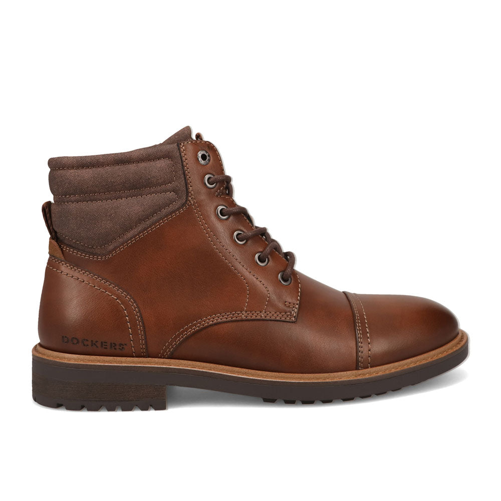 Cognac-Dockers Mens Bannister Burnished Lace Up Chukka Cap Toe Boot