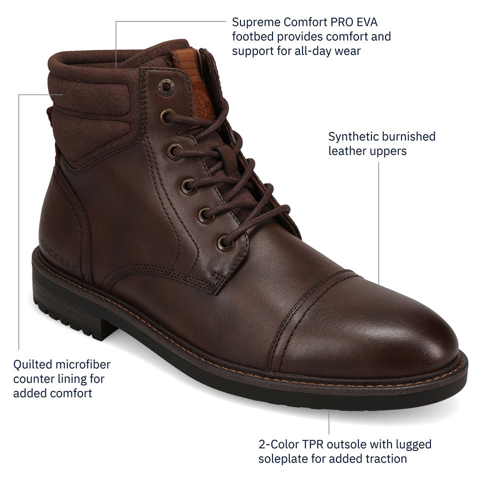Chestnut-Dockers Mens Bannister Burnished Lace Up Chukka Cap Toe Boot