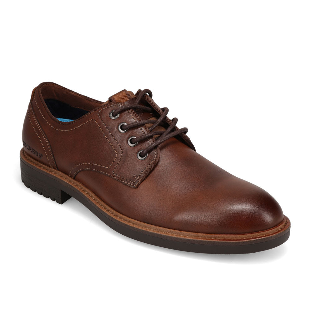 Cognac-Dockers Mens Benjamin Business Casual Lace Up Oxford