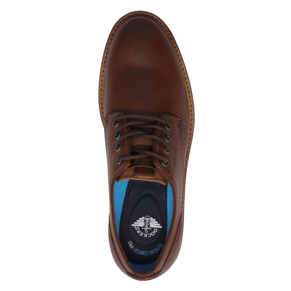 Cognac-Dockers Mens Benjamin Business Casual Lace Up Oxford