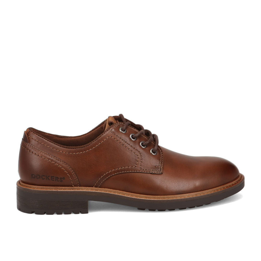 Cognac-Dockers Mens Benjamin Business Casual Lace Up Oxford