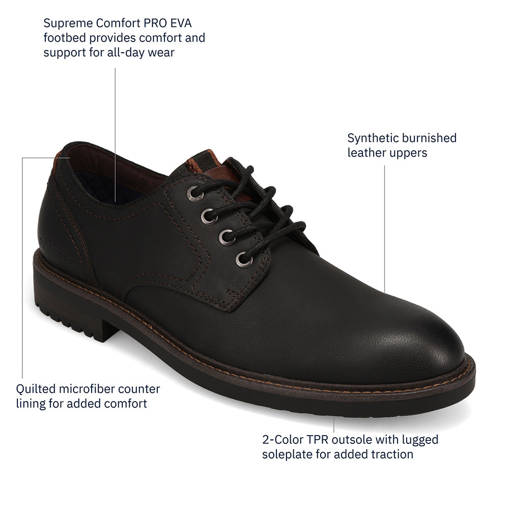 Black-Dockers Mens Benjamin Business Casual Lace Up Oxford