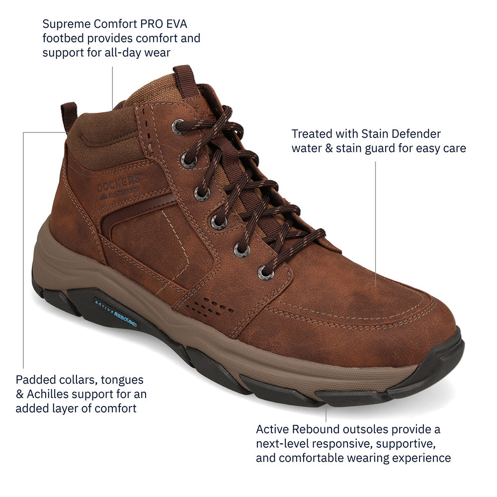 Dark Tan-Dockers Mens Royce Casual Distressed Lace Up Boot
