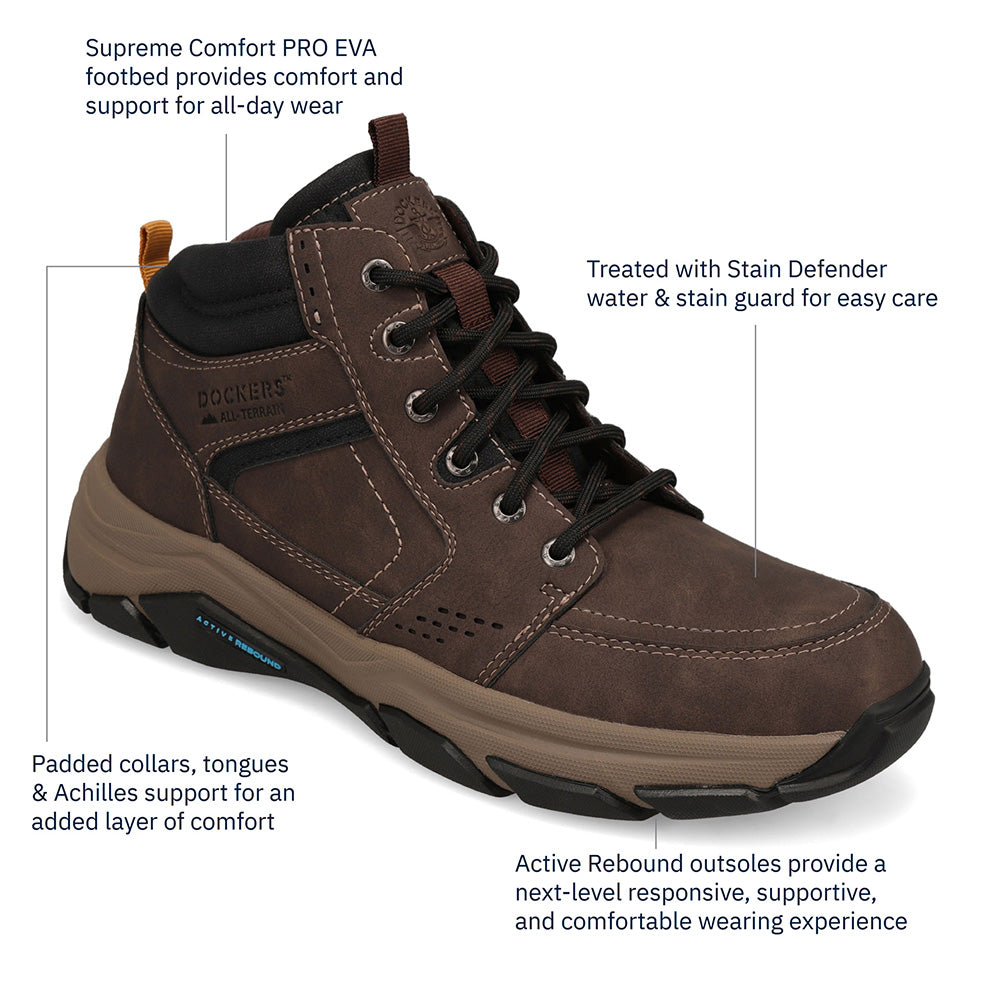 Dark Brown-Dockers Mens Royce Casual Lace Up Boot