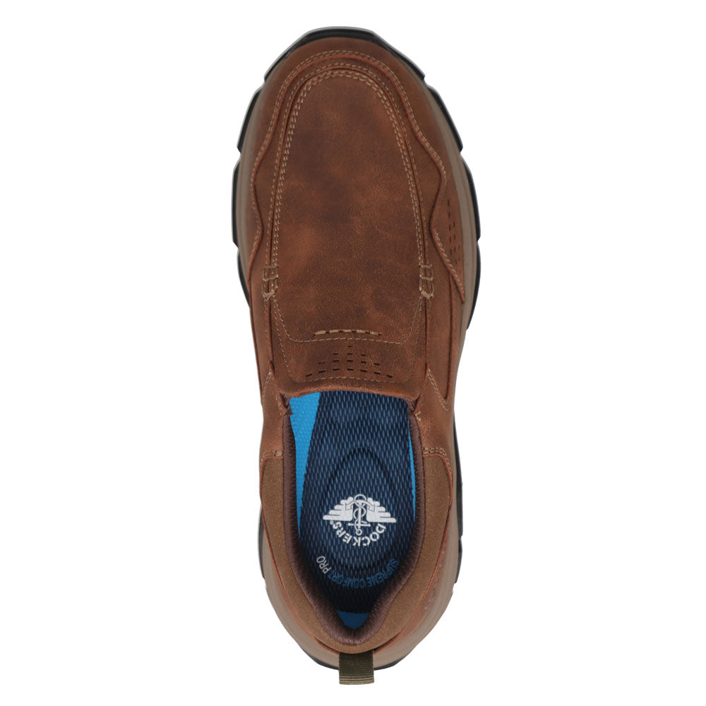 Dark Tan-Dockers Mens Rawlins Distressed Casual Slip On Loafer