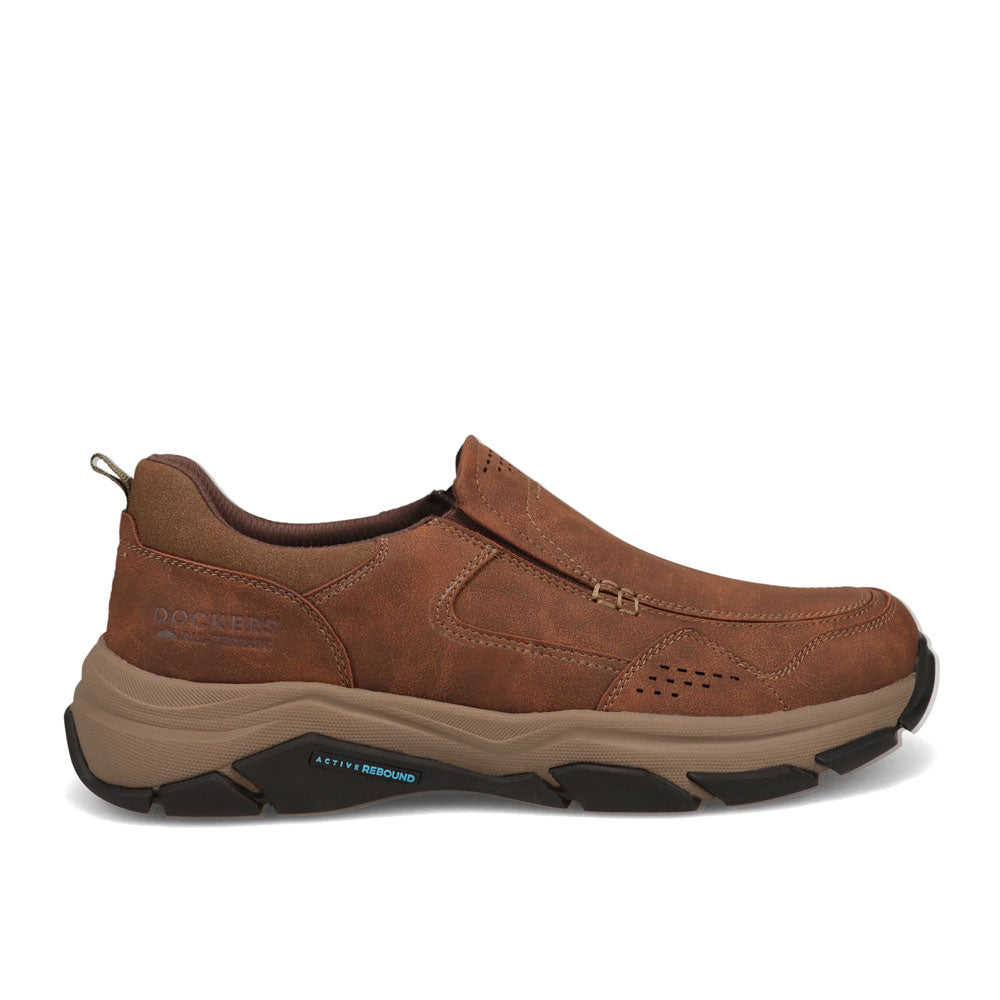 Dark Tan-Dockers Mens Rawlins Distressed Casual Slip On Loafer