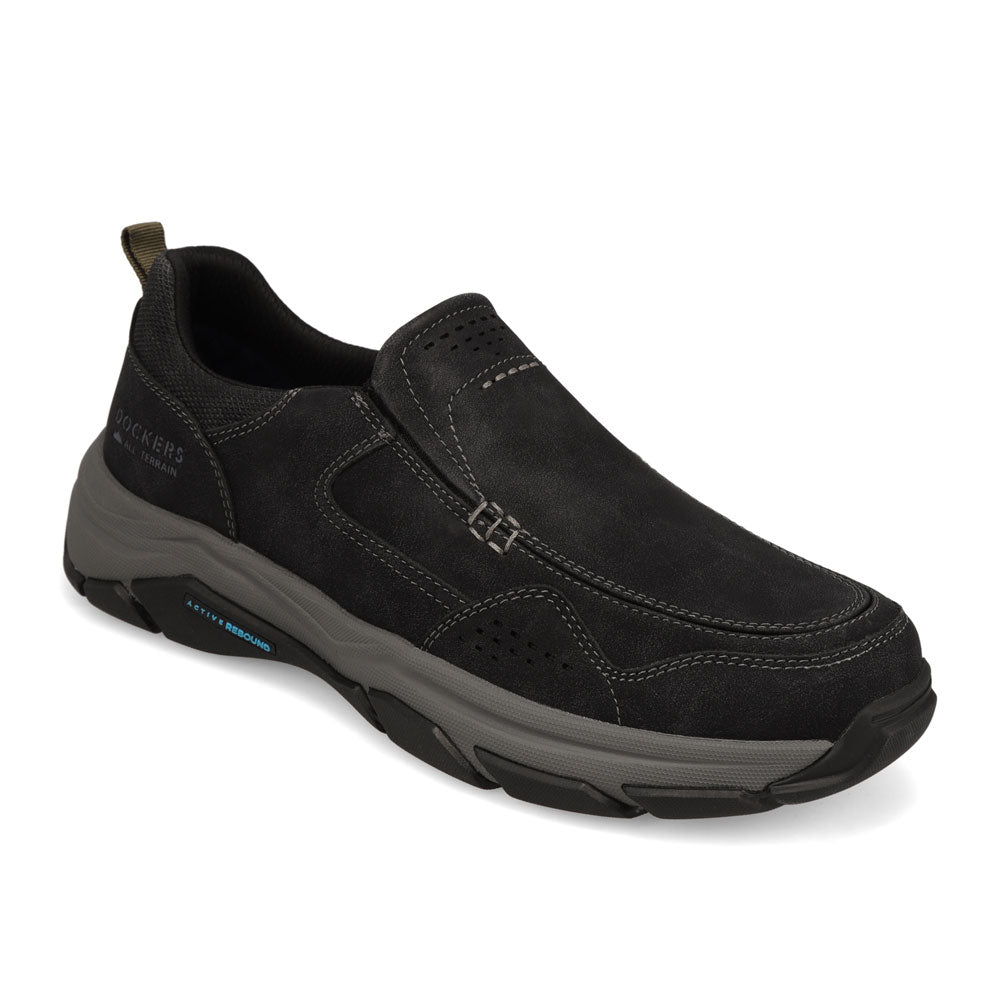 Black-Dockers Mens Rawlins Distressed Casual Slip On Loafer