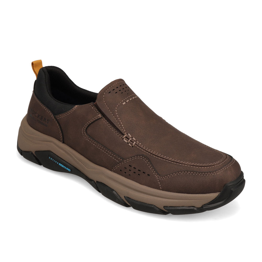 Dark Brown-Dockers Mens Rawlins Distressed Casual Slip On Loafer